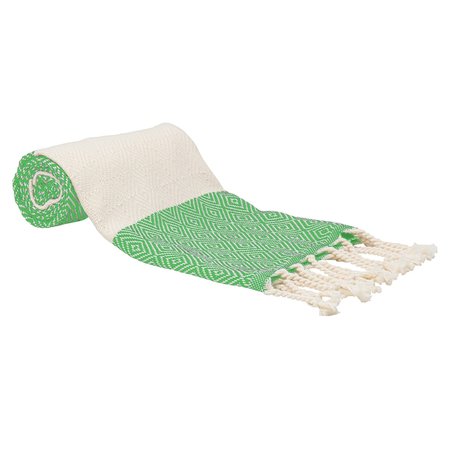 Deerlux 100% Cotton Turkish Hand Towels, 18 x 40 Diamond Peshtemal Kitchen and Bath Towels, Lime Green, PK 2 QI004005.GN.2